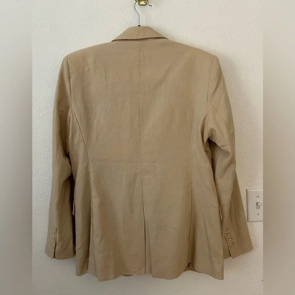 Scoop Size L Linen Blend Tan Boxy Fit Blazer - Picture 8 of 11